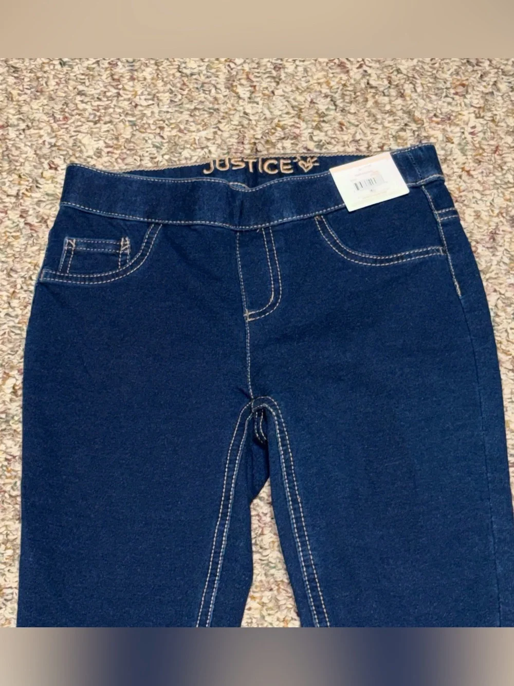 NWT Justice Girls' size 13 leggings Dark Blue Knit Denim Jeggings